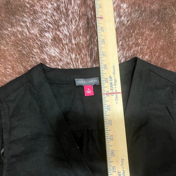 Vince Camuto Rich Black Linen Blend V-Neck Tank Top Sleeveless Blouse M NWT - Picture 7 of 10